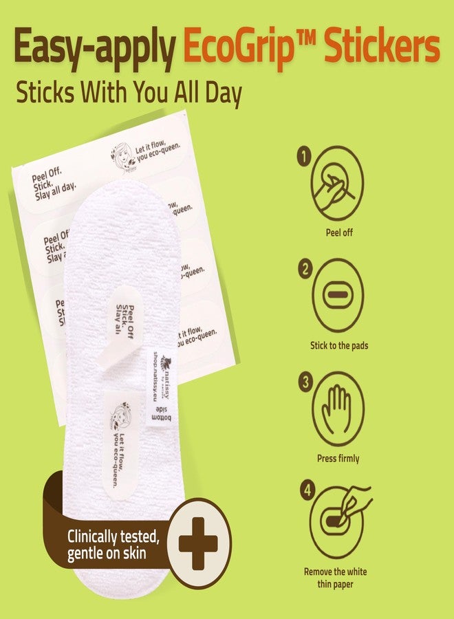 Natissy Wingless Reusable Period Pads with Adhesive Sticker for Light Flow (S+M, 6-Pack) – High-Temp Washable Organic Cotton Cloth Pads for Women – Stay-Put & Comfortable Reusable Napkins – Made in EU - Image 4